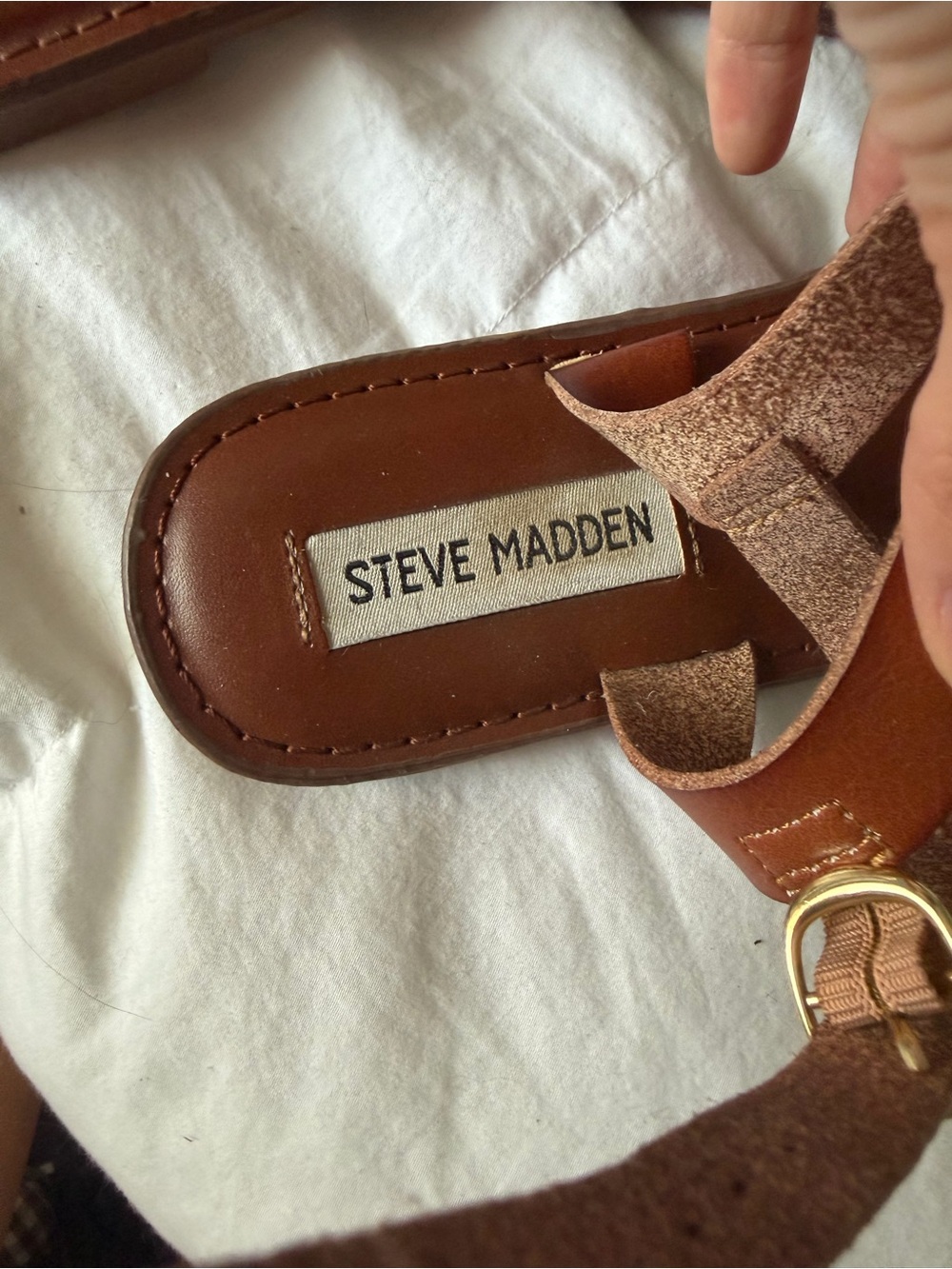 Steve Madden Tan Leather Ankle-Tie Sandals - Picture 2 of 3
